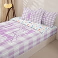thumbnail image 3 of Catabedysis Cute Coquette Bowknot Zipper Twin Comforter Sets with Fitted Sheet and 2 Pillowcases,Purple Personalized Letter F Zipper Bedding Set For Girls,Colorful Stars Reversible,4 Pieces, 3 of 7