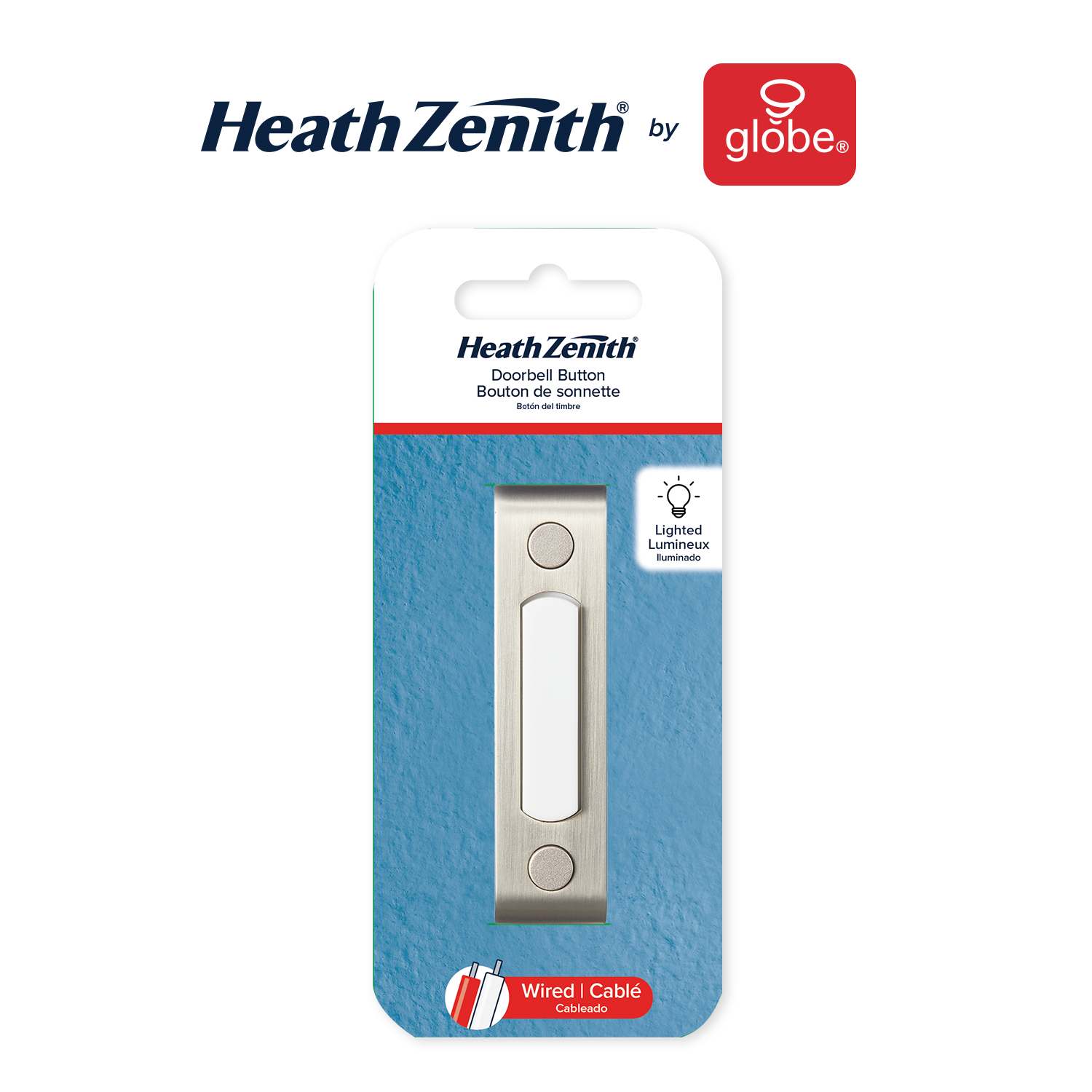 Heath Zenith Heath Zenith Satin Nickel Metal Wired Lighted Push Doorbell Button
