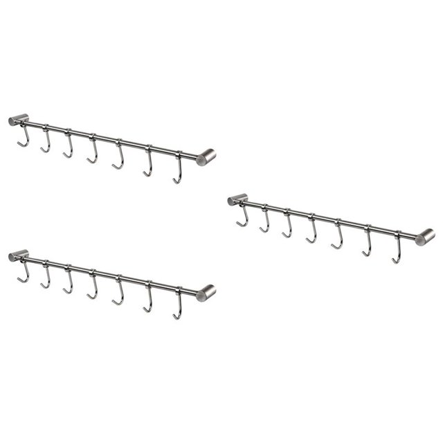 3X Estante de Riel de Cocina Utensilio Montado En Pared Estante para Colgar de Suspensión de Acero Inoxidable para Herramientas Cocina Toalla Olla 7 Deslizantes