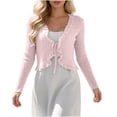 thumbnail image 3 of Ankola Womens Tie Front Cardigan Long Sleeve Rib Knit Shrug for Dress Sweaters Crop Tops, 3 of 5