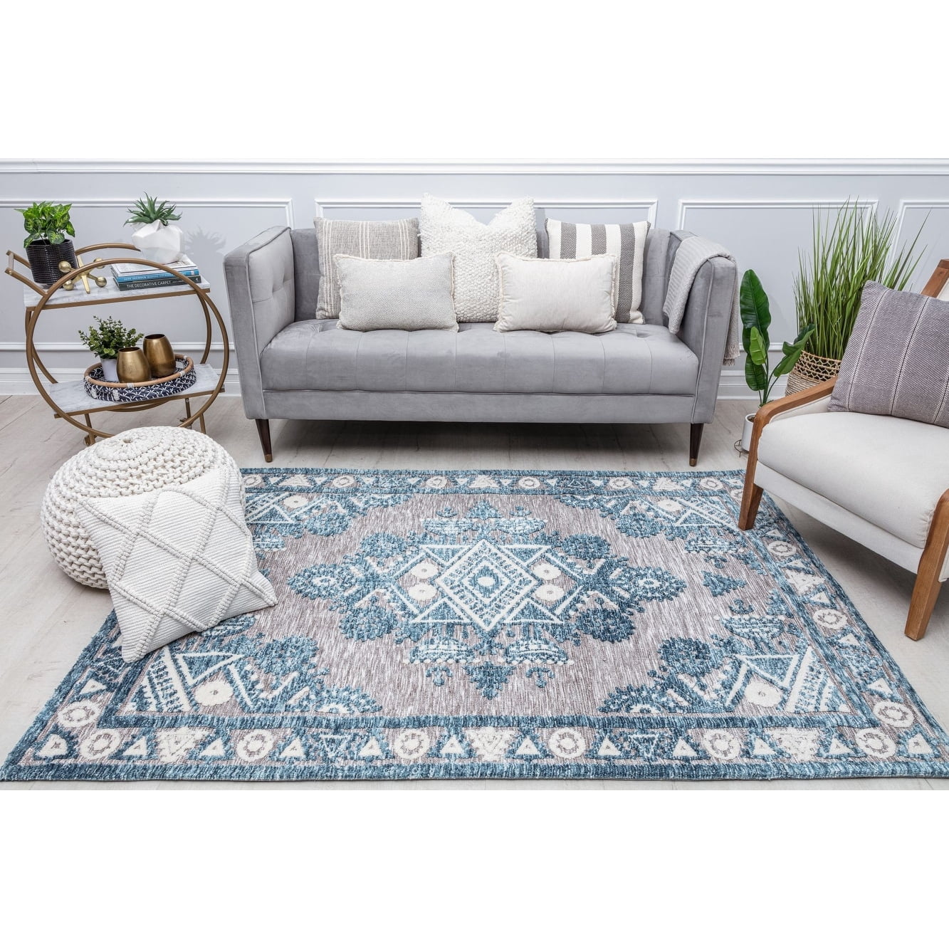Rugs America GA30A Blue Wonder Tribal Bohemian Blue Area Rug, 2'0"x3'0" Ideal for Living Room, Bedroom, Dining Room and More