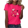 thumbnail image 1 of Camiseta de Manga Corta de Cuello Redondo con Patrones de Corazón de Moda de Primavera de las Mujeres Vintage Clásico Top de Humor para Diario, Fiesta, Primavera Y Verano, 1 of 5