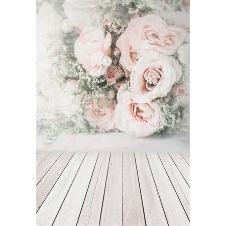 Image of MOHome 5x7ft Romantic Rose Photography Studio Background Sweet Flowers Backdrop Wooden Floor Lovers Girlfriend Lady Woman Adult Portrait Valentine s Day Photoshoot Props Video Drape