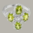 thumbnail image 5 of LBG British Made 10k White Gold Natural Diamond & Peridot Womens Engagement Ring - 33 size options - Size 4.75, 5 of 6