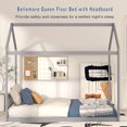 thumbnail image 2 of Bellemave Queen Size House Bed,Wood Montessori Floor Beds with Headboard for Toddler/Kids/Boys/Girls, No Box Spring Needed (Gray), 2 of 10