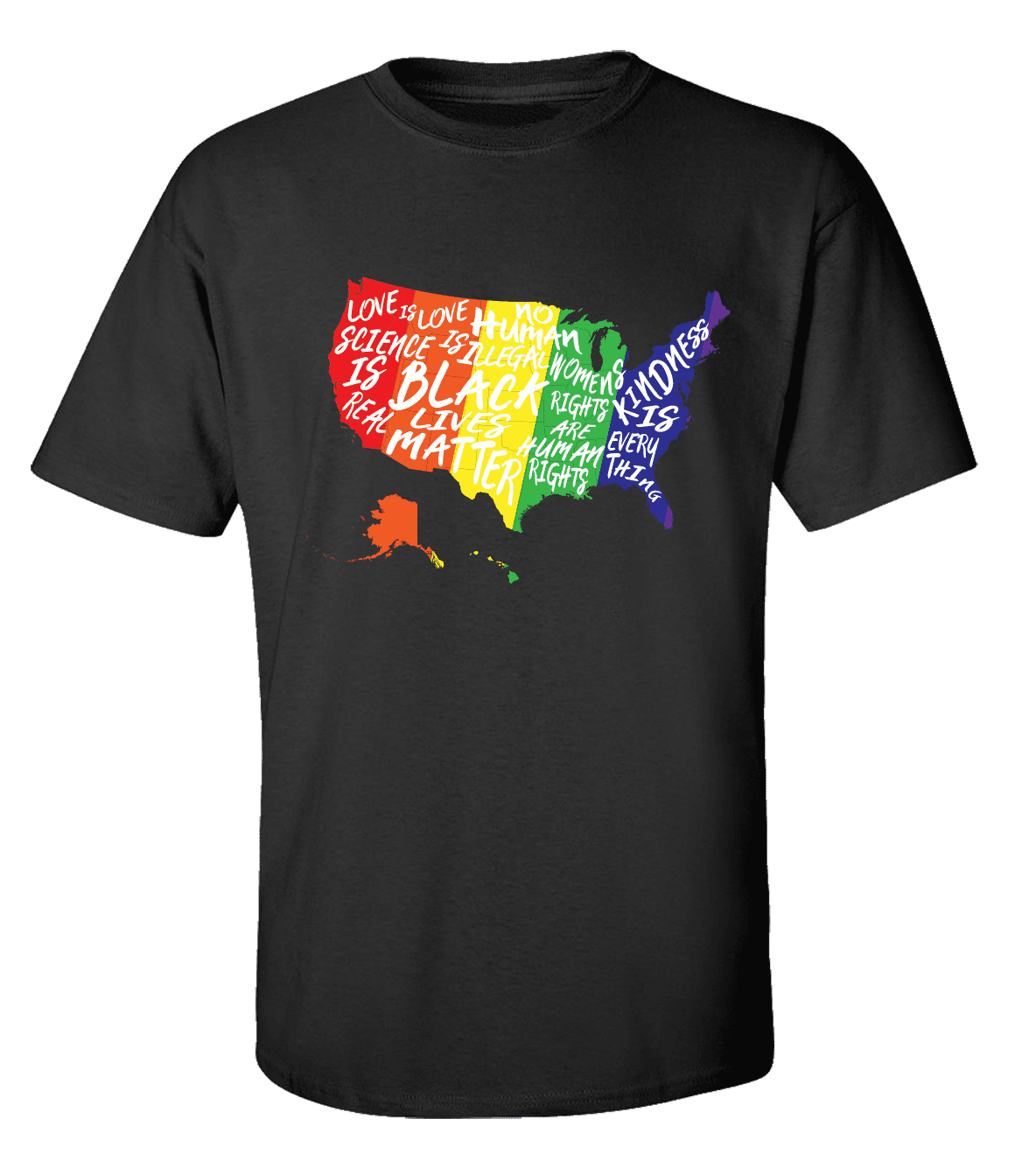 Rainbow United States of America Equality Love Unity Short Sleeve T-shirt - Picture 1 of 18