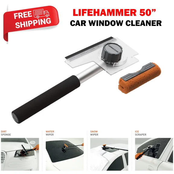 Lifehammer Car Window Cleaner - 50" 150Cm All Season Extendable Ice Scraper
