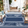 thumbnail image 2 of Hasoo 9' x 12' Blue Outdoor Rug Plastic Straw Border Carpet Waterproof PP Tube Woven Portable Mat for Patio Decor, Balcony, Picnic, 2 of 6