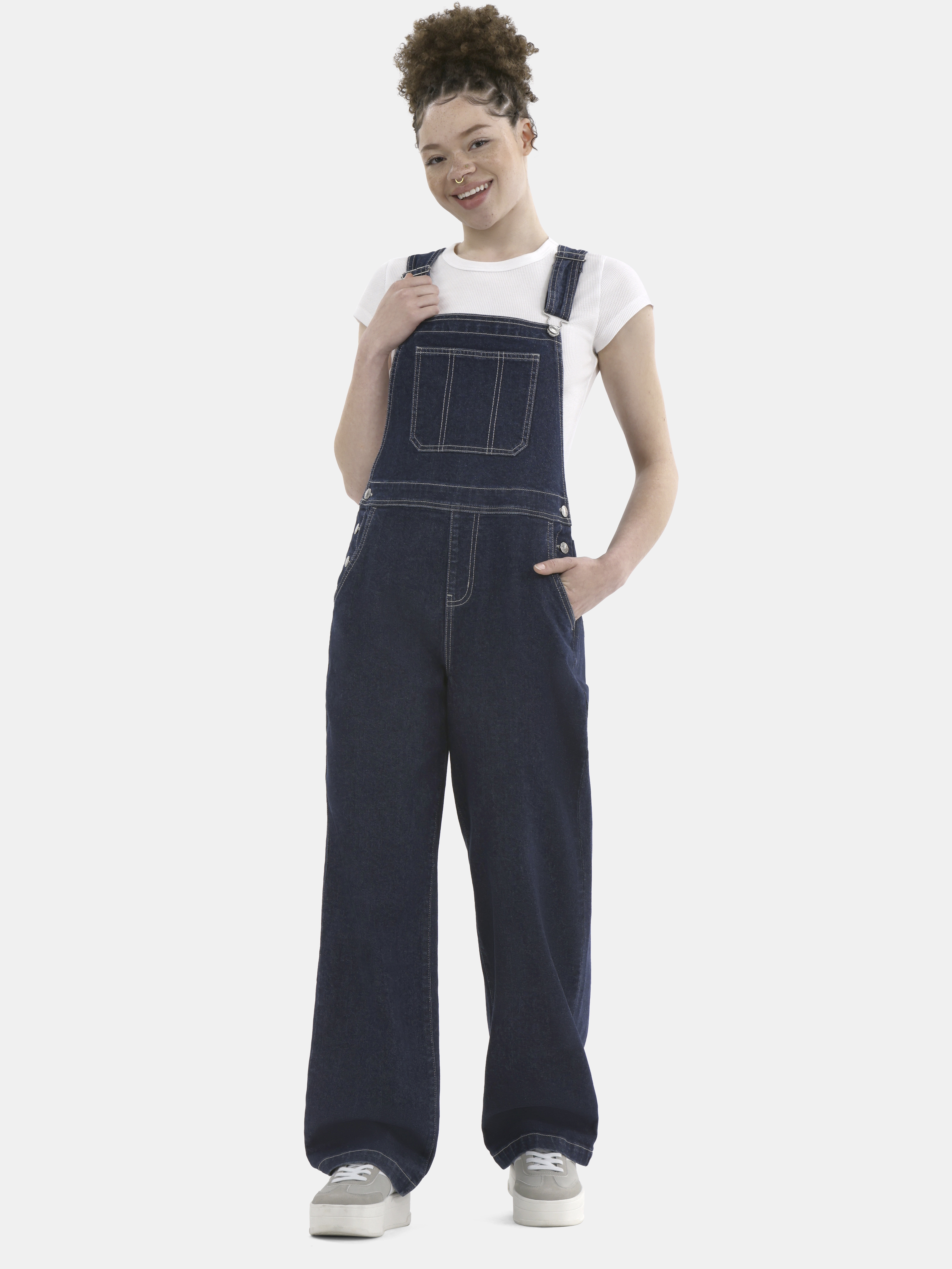 No Boundaries Baggy Denim Overalls, Women's