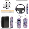 thumbnail image 5 of Jeiento Spider Web Auto Accessories Set of 13 Car Seat Covers with Steering Wheel Cover Seatbelt Pads Garbage Bag Rear View Mirror Cover Cup Coasters Key Chain Lipstick Holder Car Decor, 5 of 7