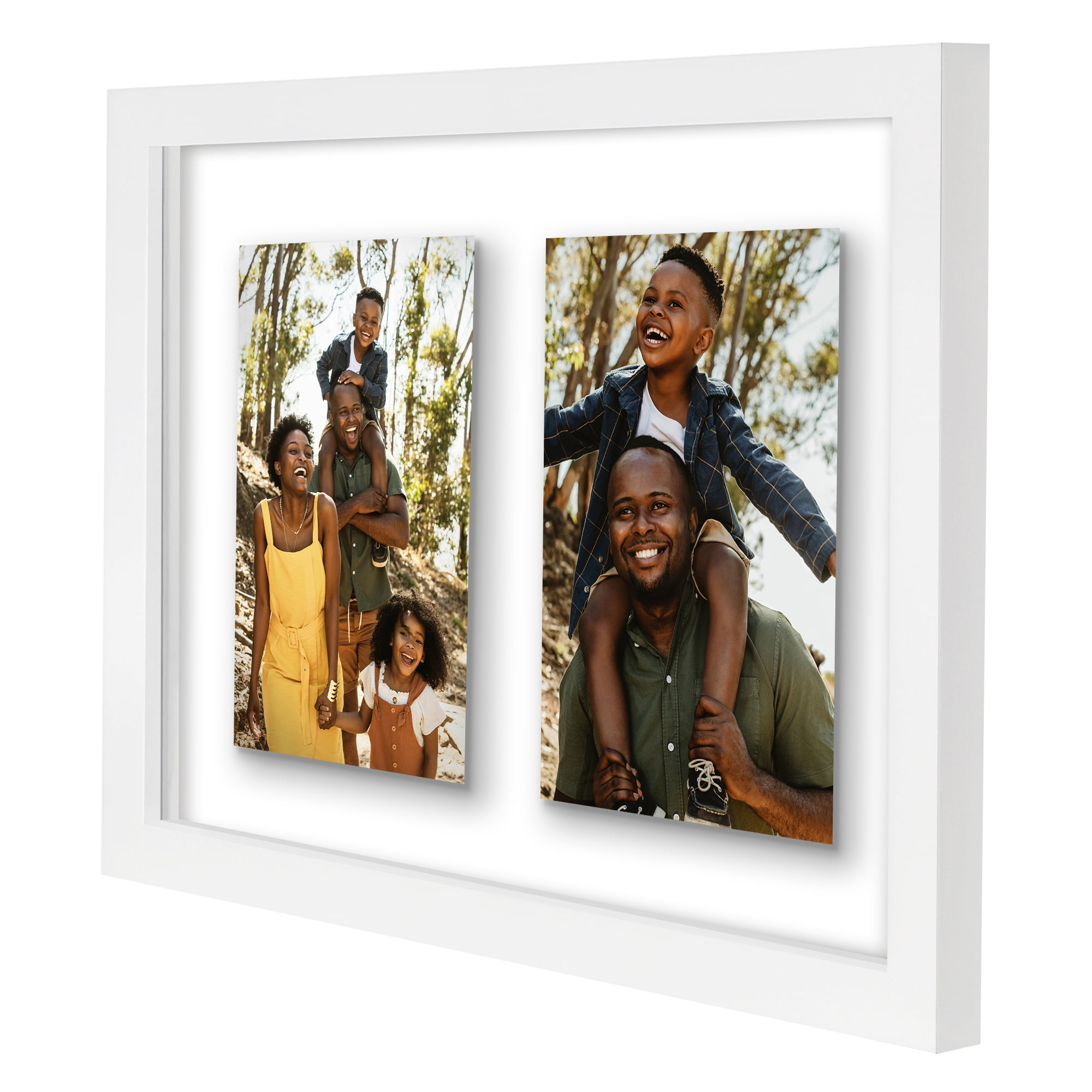 Americanflat 4x6 Double Picture Frame with Shatter-Resistant Glass Fits 2 use as One 9x12 Poster Frame - White