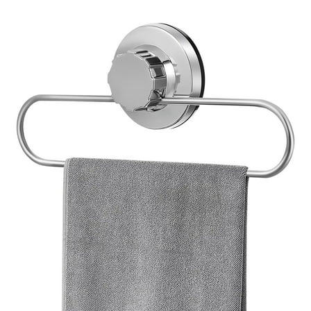TEHAUX No Drill Hand Towel Holder Stainless Steel Bathroom Wall Mounted Rack Organizer