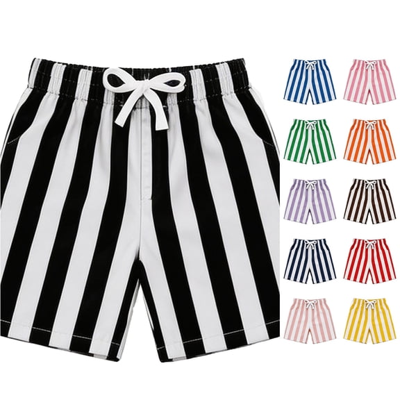 XAOFW Boys Athletic Shorts Casual Sportswear Lightweight Summer Striped Shorts Trendy Bottoms 2-3 Years
