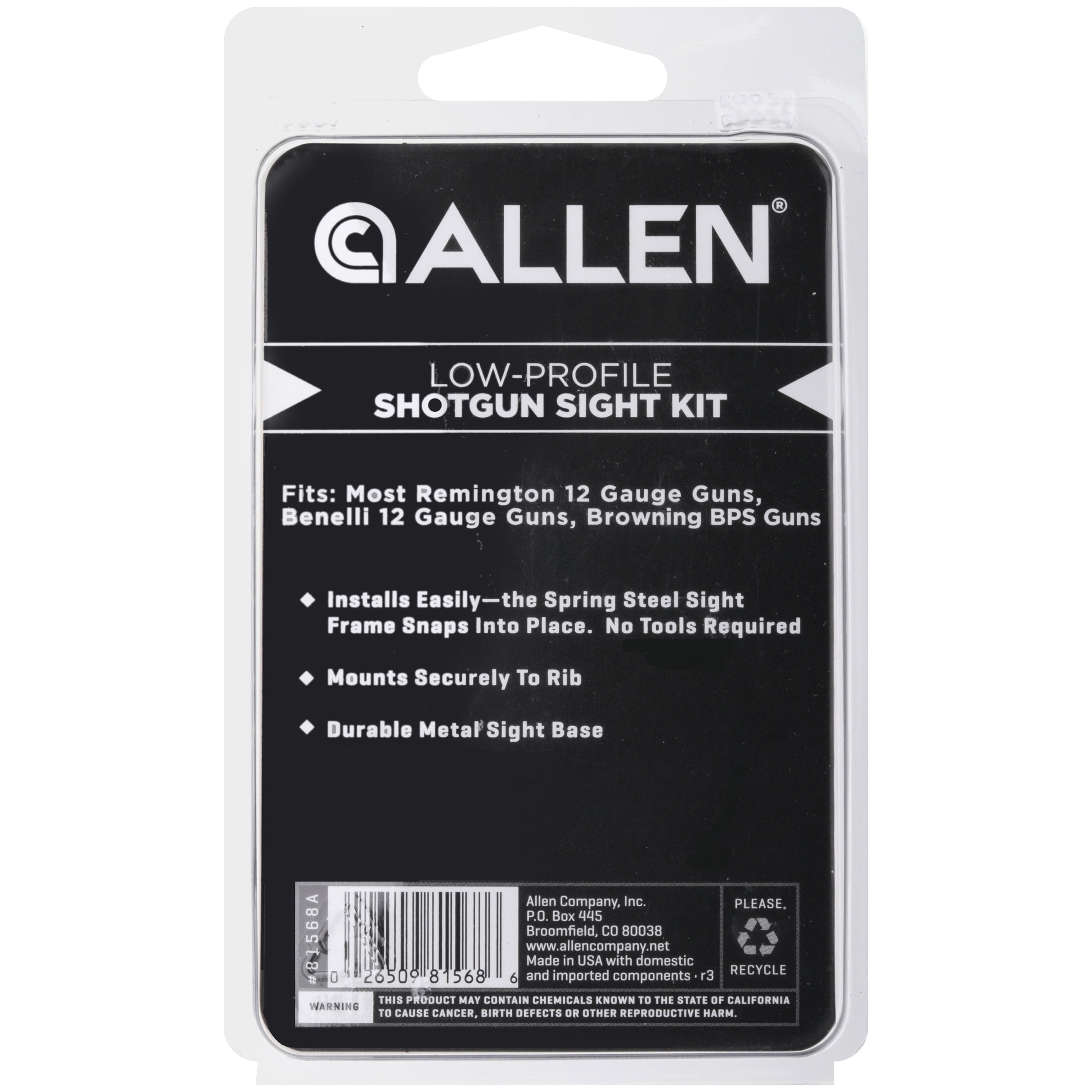 Low-profile Shotgun Sight Kit 3pc Pack by Allen Company