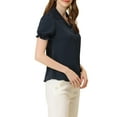 thumbnail image 4 of Allegra K Women's Collar Top Button Front Short Sleeves to Work Shirts, 4 of 5