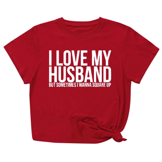 Penkiiy T-Shirt Femme J'aime Mon Mari Mignon Relation Mariée TP Rouge
