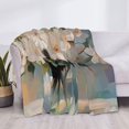 thumbnail image 4 of Flowers Throw Blanket White Floral Warm Flannel Blanket Rustic Flower Painting, 4 of 8