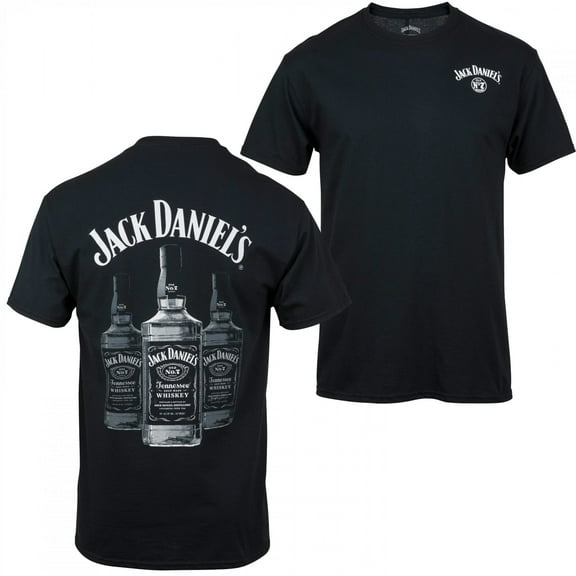 Jack Daniels Shirt, Jack Daniels Triple Whisky Bottles Front & Back Print T-Shirt
