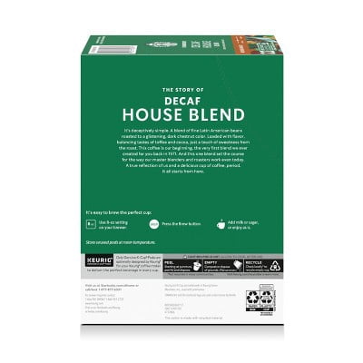 Starbucks House Blend Medium Roast Keurig K-Cup Coffee Pods - Decaf - 22ct