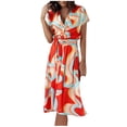 thumbnail image 1 of Pompotops Robes d'Été Décontractées à Manches Courtes et Col en V pour Femmes, 1 of 9
