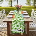 thumbnail image 4 of St Patrick's Day Table Runner, Lucky Shamrock Leaf Plants Spring Green Washable Cotton Linen Table Runners 72 Inches Long, Dresser Scarf Runner for Dining/Coffee/Kitchen/TV Stands/Cabinets 13''x72'', 4 of 9