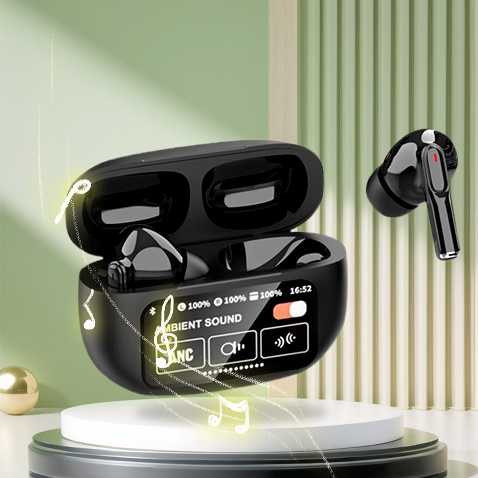 True Wireless Earbuds Bluetooth 5.3 Headphones 45H Long Playtime, Wireless Charging Case, IPX8 Waterproof Stereo Earphones, Built-in Mic Calls, Headset Premium Deep Bass 32 Preset EQs via APP,Black