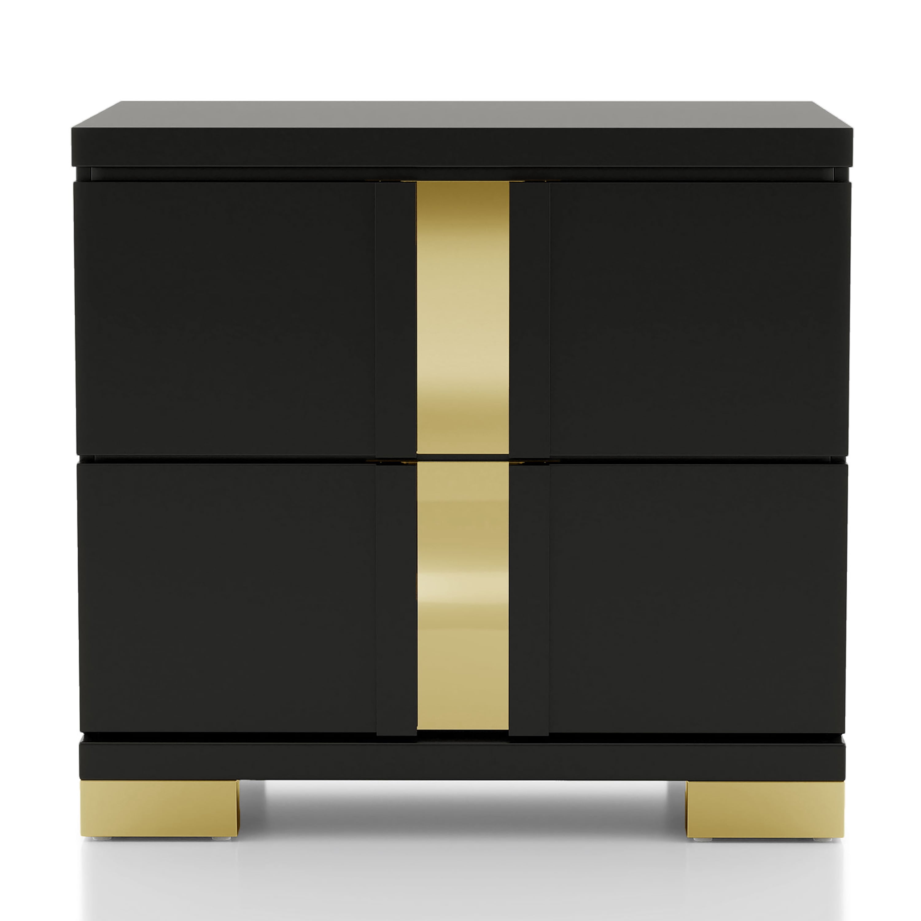Furniture of America Chora Adult Modern 2-Drawer Nightstand, Black and Gold