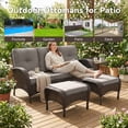 thumbnail image 3 of Unnifurnzi Patio Ottoman Set of 2-All Weather Wicker Outdoor Footstool with Removable Cushions Outdoor Olefin Fabric Outdoor Foot Rest for Deck Porch Balcony Garden-Brown/Gray, 3 of 7