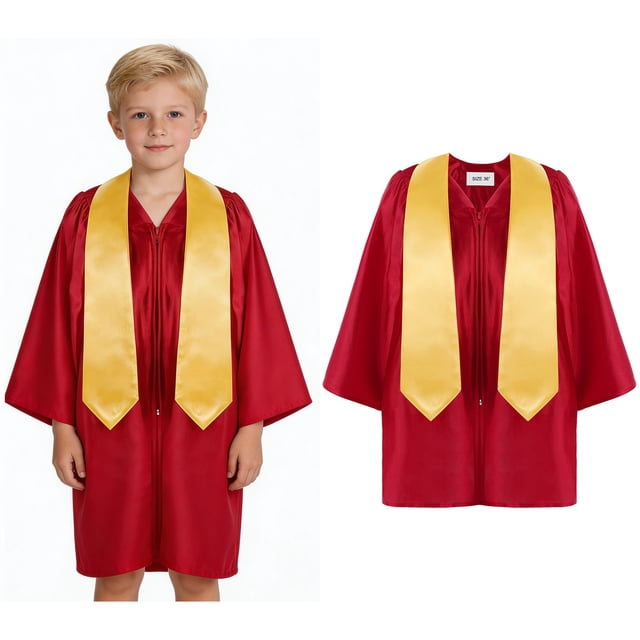 Child Grad Gowns Pre k Graduation Stole Red Gown Graduation Gift 3-4 Years