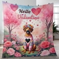 thumbnail image 4 of Hello Valentine’s Day Rhodesian Ridgeback Flower Crown Romantic Pink Floral Quilt Blanket Ridgebacks Dog Lover Gifts Cozy Comforter Throw Blanket - 00031, 4 of 5