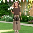 thumbnail image 4 of Uourmeti Cute Pug Paw Print Girls Maxi Summer Dress with Pocket Short Sleeve Spring Boho Long Sundress Casual School for Kids, Size 13-14 Years, 4 of 7