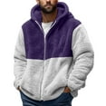 thumbnail image 2 of BXINGOHAI Mens Fuzzy Sherpa Pullover Hoodies Full Zip Up Fluffy Big and Tall Hooded Sweatshirts with Pockets Today Sales Purple,4XL, 2 of 6