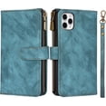 thumbnail image 2 of Wallet Case Compatible with iPhone 11 Pro,[6 Card Slots] [Wrist Strap] [Stand Feature] Detachable 2 in 1 Magnetic Zipper Leather Slim Cover Case for iPhone 11 Pro,5.8 inch Blue, 2 of 14
