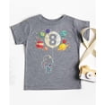 thumbnail image 4 of Olive Loves Apple 8th Birthday Rocket Astronaut Themed T-Shirts with Moon Balloon and Planets for Boys and Girls Granite Heather Shirt Youth Small, 4 of 5
