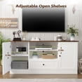 thumbnail image 4 of 63 in Farmhouse TV Stand for TVs up to 70 Inch, Modern Entertainment Center with Storage Drawer and Open Shelves, Shaker Door TV Console Media Cabinet for Living Room, Bedroom, White, 4 of 9