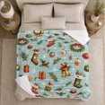 thumbnail image 5 of Cheerful Christmas Icons Blue Festive Holiday Pattern, Festive Holiday Scene, Warm Flannel Blanket for Living Room and Reading Nook, Art Lovers Christmas Gift, Festive Home Decor, 5 of 9