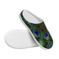 thumbnail image 3 of Daiia Peacock Feathers Print Women’s Fuzzy Slippers Memory Foam Lightweight House Shoes Cozy Loafer Flannel House Shoes-42/43, 3 of 7