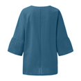 thumbnail image 5 of Youmylove T-Shirts pour Femmes Été Manches 3/4 Col Rond Imprimé Floral Haut Ample T-Shirts Tunique en Lin Décontractée Blouse Mode Basique Douce, 5 of 5