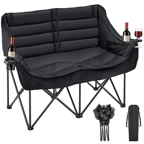 Double Camping Chair, Folding Camping Loveseat Duo Chair for Adults
