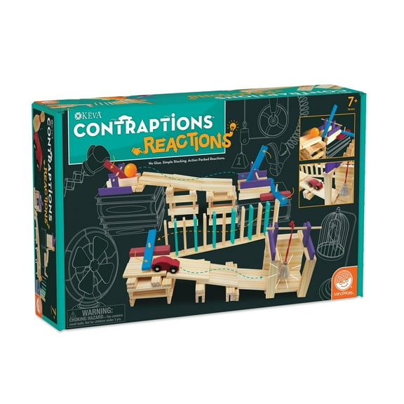 MindWare KEVA Contraptions Reactions Planks Building Toy, 178 KEVA Building Planks (191 Piece Set), Free-Form Wood Building Set for Kids to Create Their Own Ball Maze