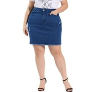 MODA NOVA Juniors Plus Size Skirts Casual Pockets Pencil Ripped Denim Skirt 3X Blue