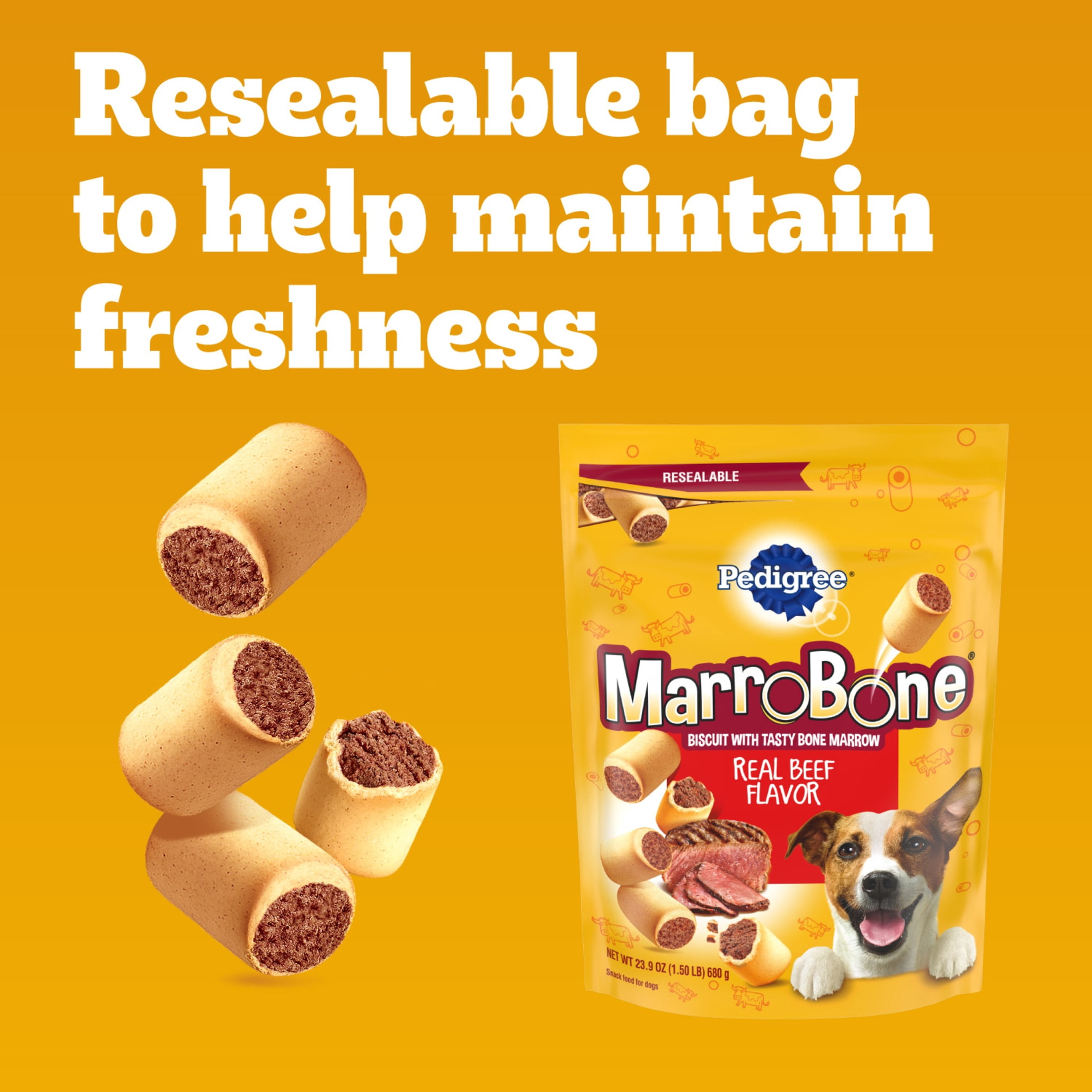Pedigree Bone Marrow Dog Treats, Real Beef Flavor Dry Dog Treats, 1.5 lb. Bag