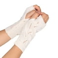 thumbnail image 1 of Casual Solid Knit Fingerless Mittens For Daily Use Warm Textured Handwear Comfortable Wrist Winter, 1 of 3