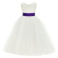thumbnail image 2 of Ekidsbridal Ivory V-Back Satin Flower Girl Dresses with Pretty Colored Sash for Toddlers Formal Photoshoot Birthday Party Gown 219T 8, 2 of 3