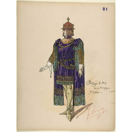 Philip the Good Duke of Burgundy costume design for Jeanne dArc by the Paris Opera Poster Print by Charles Bianchini (French Lyons 1860  “1905 Paris) (18 x 24)