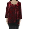 Women's Top Dashing Red Plus Knit Velvet Mesh $128 1X