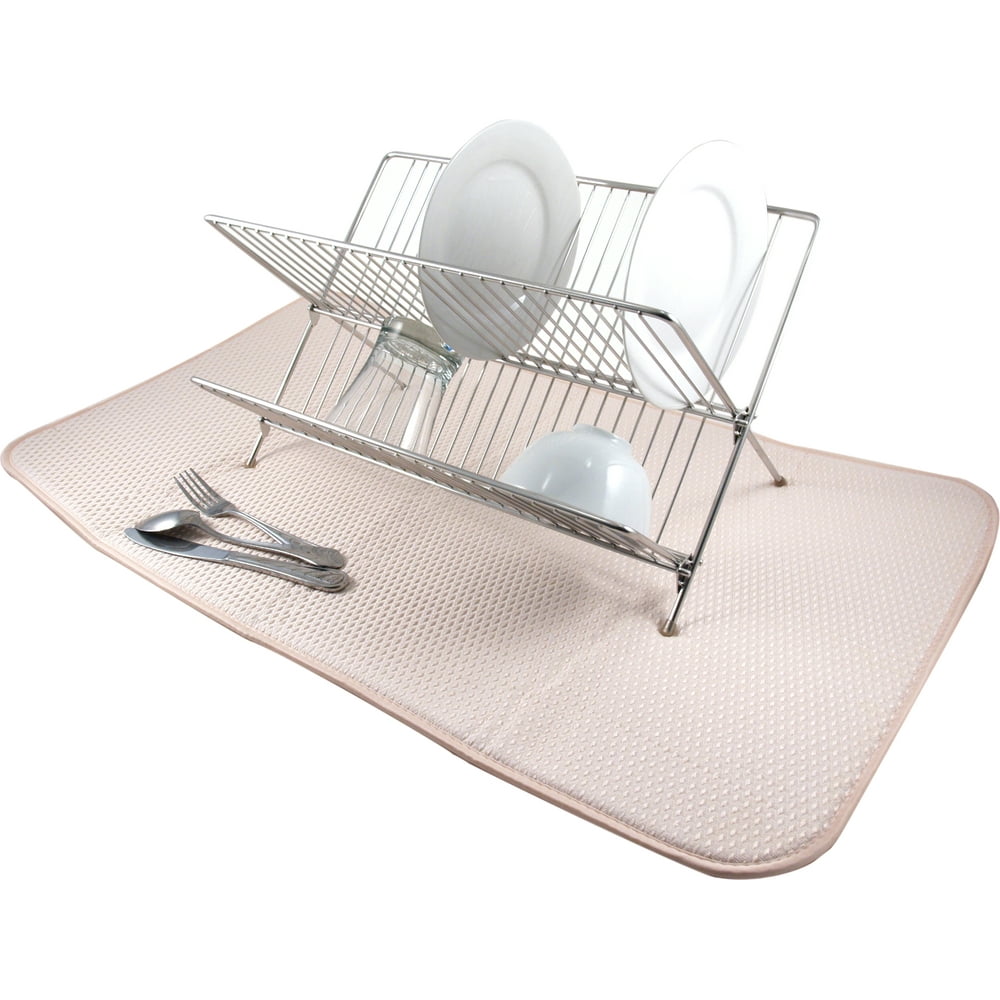 Envision Home Cream Microfiber Jumbo Dish Drying Mat, 18 x 32 Inch