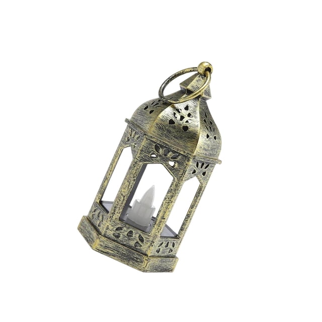 facefd Vintage Style Electronic Candle Lantern Wind Lamp Decorative for Garden Aureate