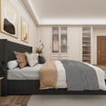 thumbnail image 2 of Dark Gray Linen Upholstery & Functionality - Full Size Bed Frame for Bedroom Decor, 2 of 2