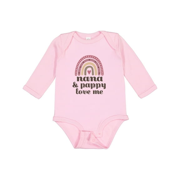 Inktastic Nana and Pappy Love Me Rainbow Girls Long Sleeve Baby Bodysuit